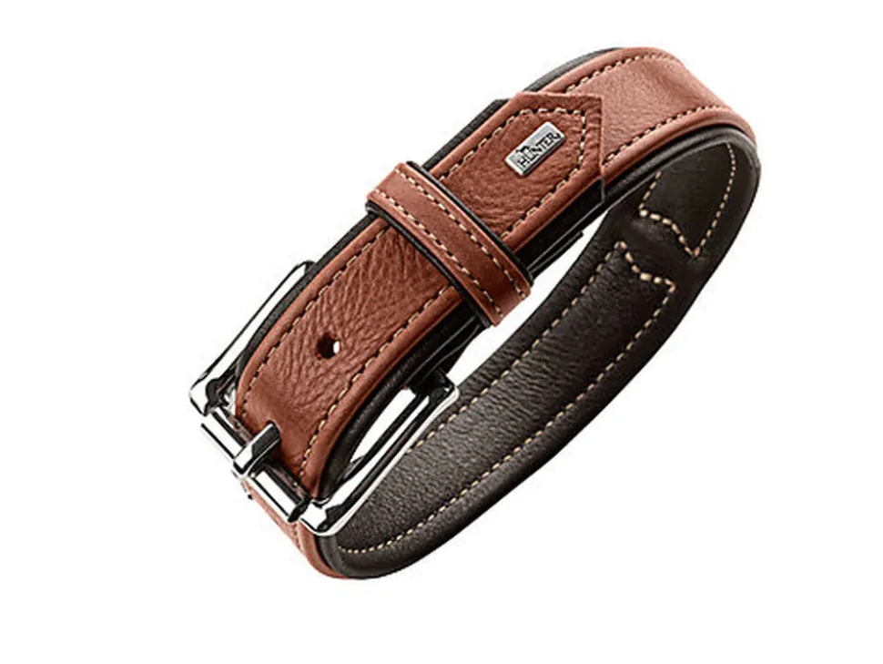 Hunter - Collier Canadian Up en Cuir de Bœuf Cognac pour Chiens - 45/S
