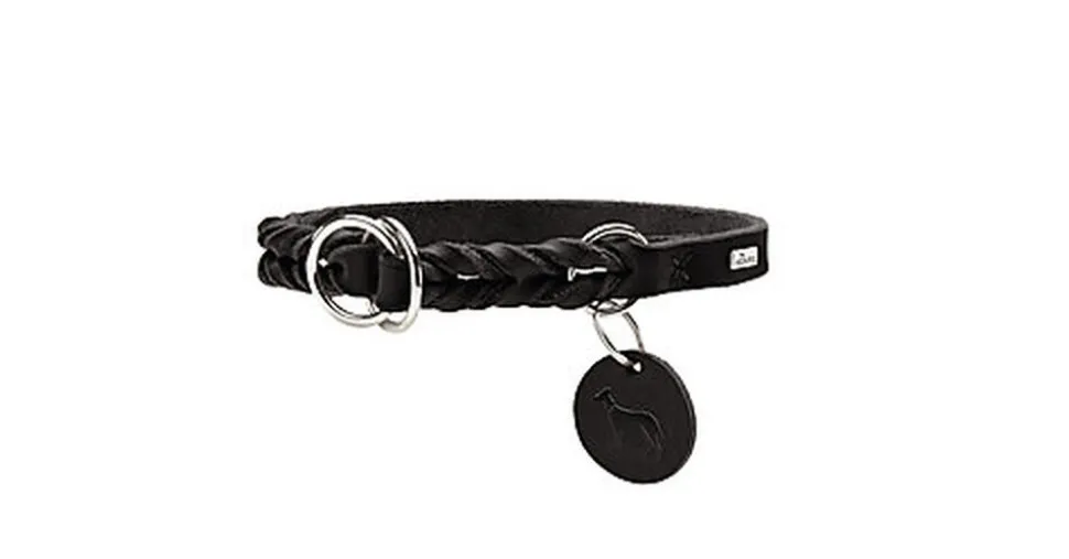 Hunter - Collier de Dressage en Cuir de Bœuf Noir pour Chiens