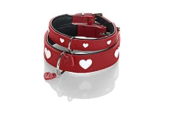 Hunter - Collier Love en Cuir de Bœuf Rouge pour Chiens
