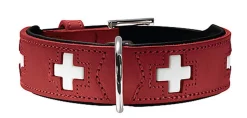 Hunter - Collier Swiss en Cuir de Bœuf Rouge et Noir