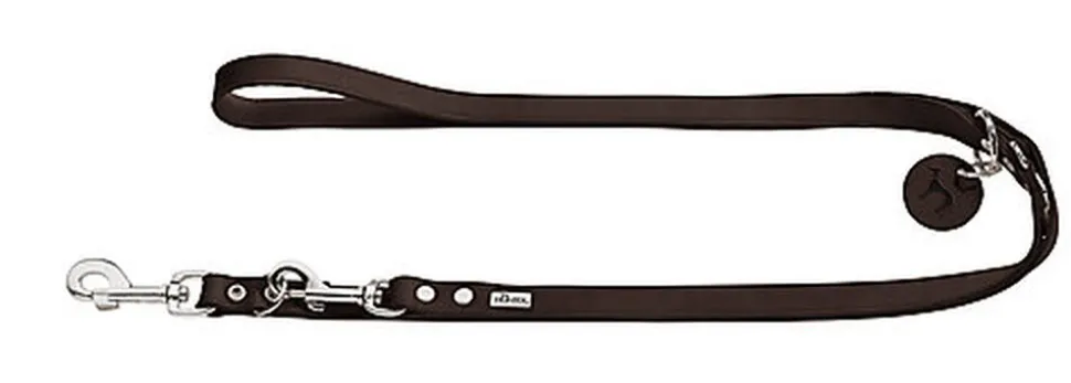 Hunter - Laisse Réglable en Cuir de Bœuf Marron