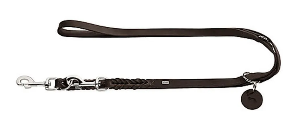 Hunter - Laisse Solid Education en Cuir de Bœuf Marron