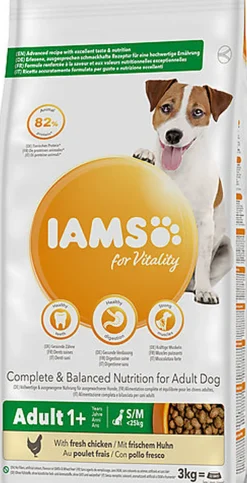Iams - Croquettes pour Vitalité Au poulet frais Pour Chien Adulte Petite et Moyenne Race