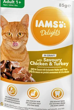 Iams -  Sachet Humide Delights Poulet et Dinde en Sauce pour Chats - 85g