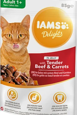 Iams -  Sachet Humide Delights Bœuf et Carottes en gelée pour Chats - 85g