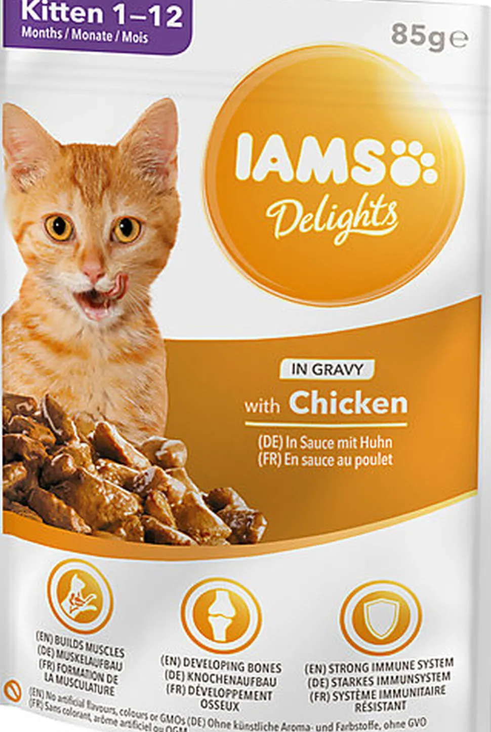 Iams - Sachet Humide Delights Poulet en Sauce pour Chatons - 85g