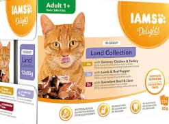 Iams - Sachets Humides Delights Terre "Land Collection" en Sauce Pour Chat