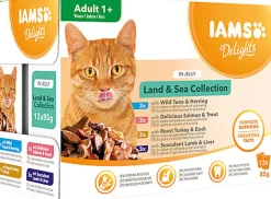 Iams - Sachets Humides Delights Terre & Mer "Land & Sea Collection" en Gelée Pour Chat