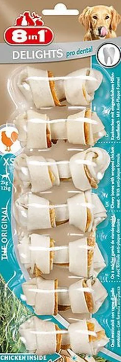 8in1 - Friandises Os à Mâcher Delights Pro Dental XS pour Petit Chien - 120g