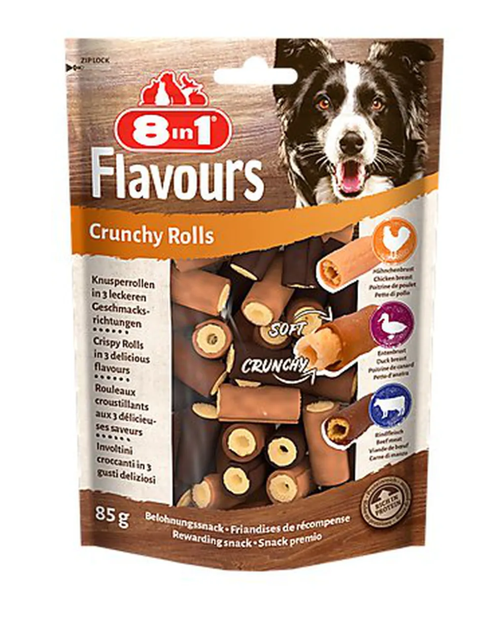 8in1 - Friandises Petits Rouleaux Croustillants pour Chien - 85g