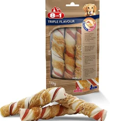 8in1 - Friandises Triple Flavour Rolls à Mâcher pour Chien - x3