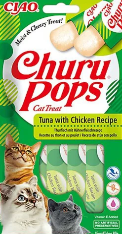Inaba - Friandises Churo Pops au Poulet et Thon pour Chats - 4x15g