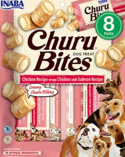 Inaba - Friandises Churu Bites Recette au Poulet et Saumon pour Chiens - 8x12g