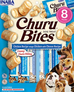 Inaba - Friandises Churu Bites Recette au Poulet et Fromage pour Chiens - 8x12g