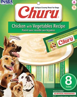 Inaba - Friandises Churu Poulet avec Recette aux Légumes pour chiens - 8x20g