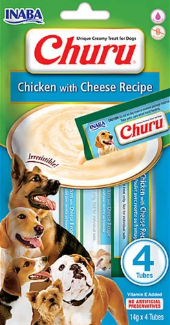Inaba - Friandises Churu Recette au Poulet et Fromage pour Chiens - 4x14g