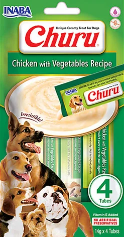 Inaba - Friandises Churu Recette au Poulet et Légumes pour Chiens - 4x14g