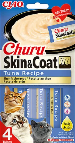Inaba - Friandises Churu Skin&Coat Recette Thon pour Chats - 4x14g