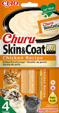 Inaba - Friandises Churu Skin&Coat Recette Poulet pour Chats - 4x14g