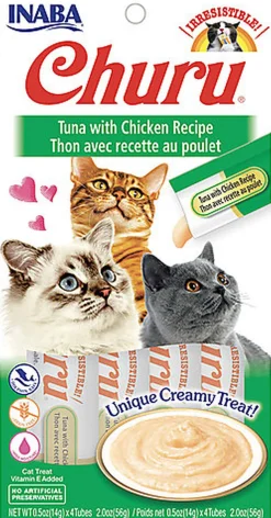 Inaba - Friandises Churu Thon avec Recette au Poulet pour Chats - 4x14g