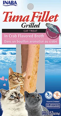 Inaba - Friandises Filet de Thon Grillé Bouillon au Crabe pour Chats - 15g