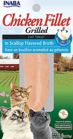 Inaba - Friandises Filet de Poulet Grillé Bouillon Pétoncle pour Chats - 15g