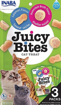 Inaba - Friandises Juicy Bites Seiche et Bouillon pour Chats - 3x11,3g