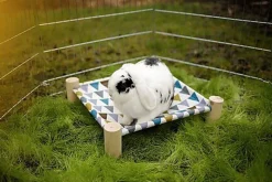 Kerbl - Hamac en Toile Bleu et Beige pour Lapin - 38cm