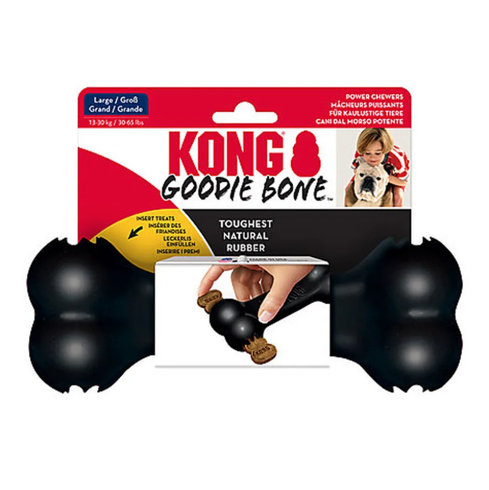 KONG - Jouet Os Extreme Goodie Bone pour Chien - Noir