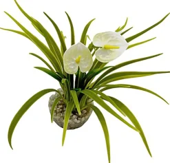 Labeo - Buisson fleur anthurium blanc - Plante Artificielle Aquarium