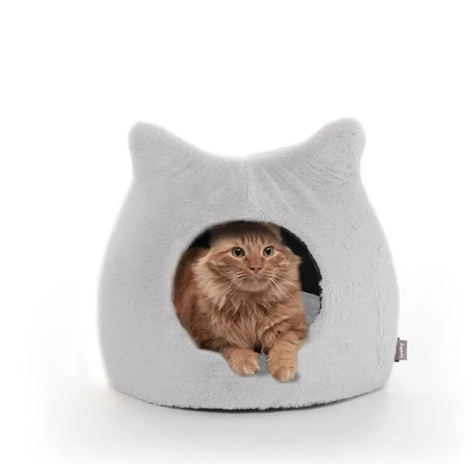 Leeby - Igloo Extra Doux pour Chats - Gris