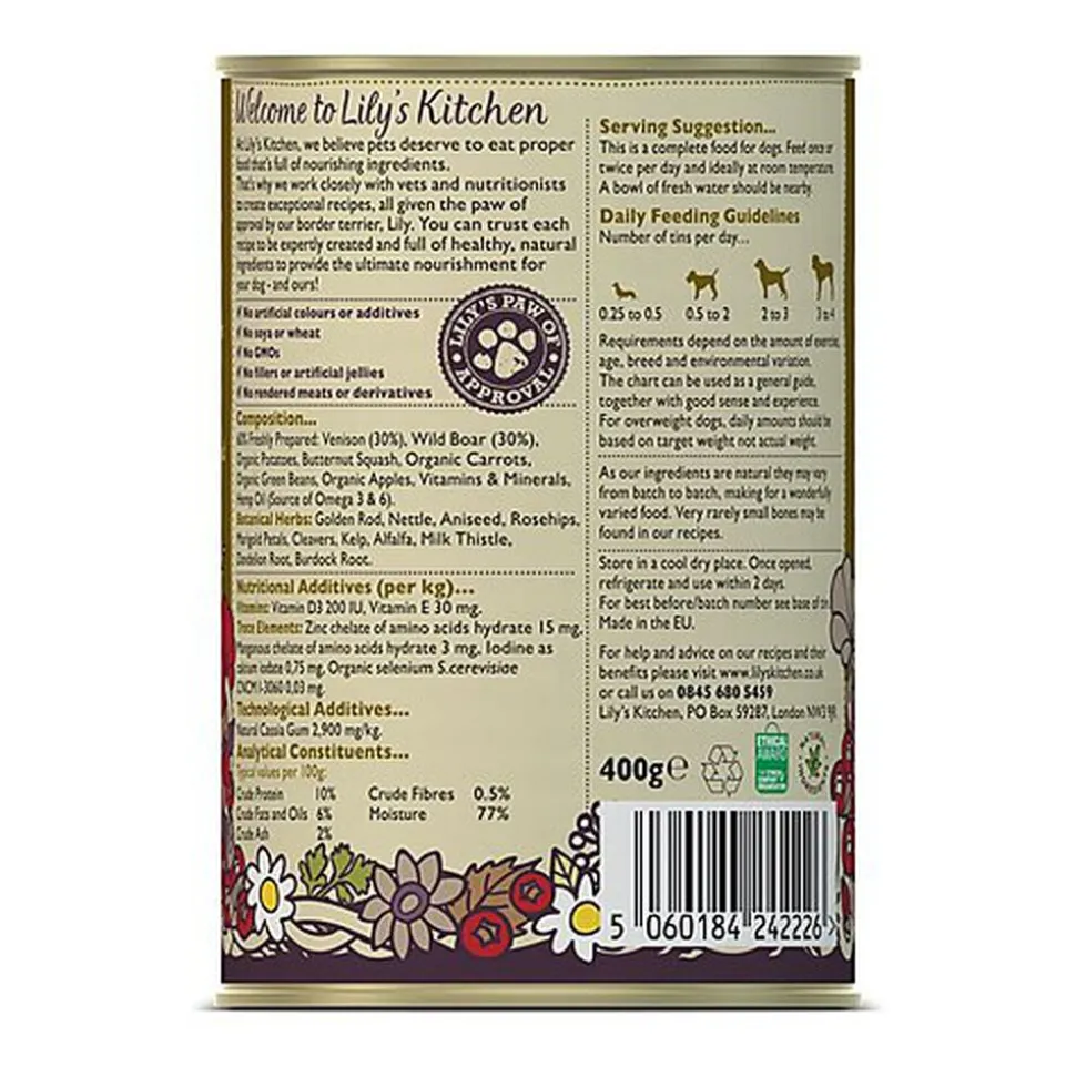 Lily's Kitchen - Recette Civet de Chevreuil et Sanglier pour Chiens - 400g