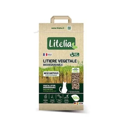 Litelia - Litière Végétale en Granulés de Miscanthus pour Chats - 5,5Kg