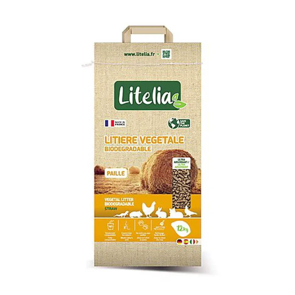 Litelia - Litière Végétale en Granulés de Paille - 12Kg
