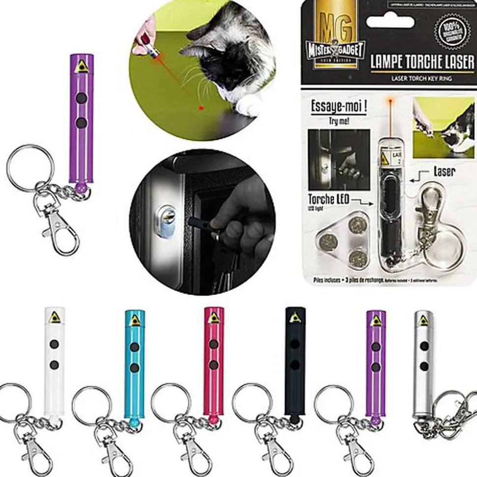 Mister Gadget - Jouet Porte Clés Lampe Torche Laser pour Chats - 14cm