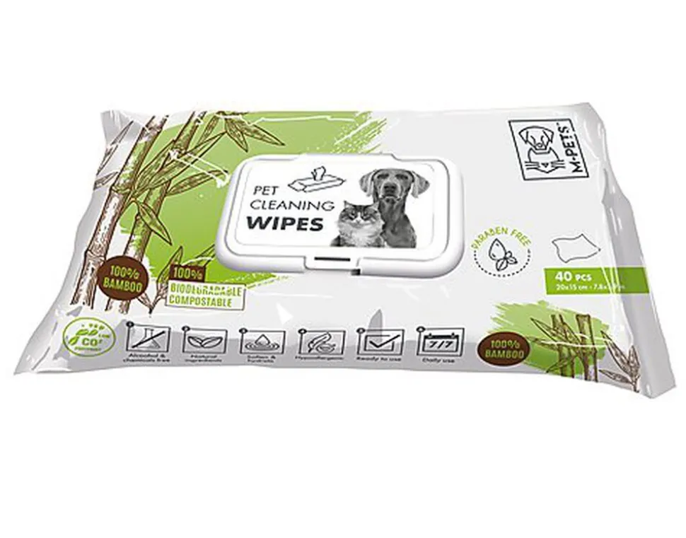 M-Pets - Lingettes Biodégradables 100% Bamboo - x40