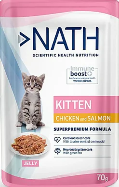 Nath - Pâtée en gelée Kitten Jelly au poulet et saumon pour Chatons de 4 à 12 mois - 70g
