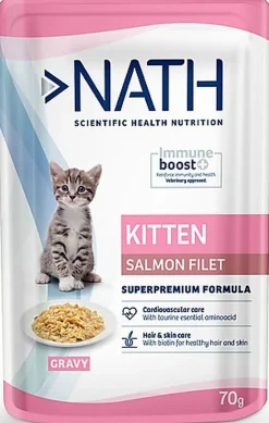 Nath - Pâtée en sauce au saumon pour Chatons de 4 à 12 mois - 70g