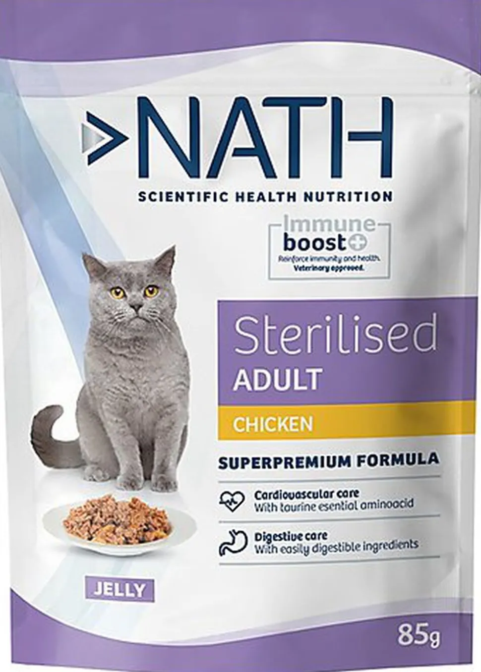 Nath - Pâtée Jelly Immune boost+ Sterilised Poulet pour Chats - 85g