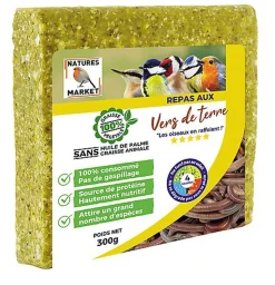 Natures Market - Graisse Végétale aux Vers de Terre pour Oiseaux des Jardins - 300g