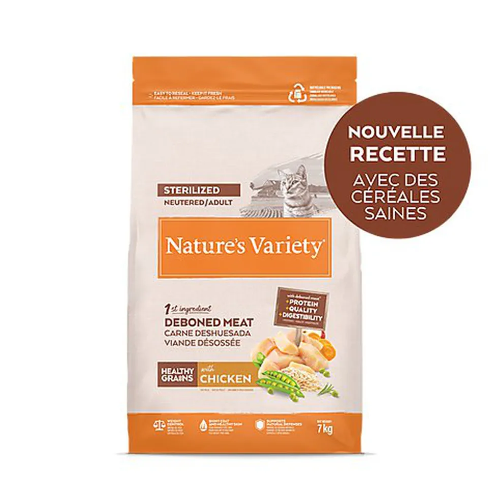 Nature's Variety - Croquettes Healthy Grains Sterilized au Poulet pour Chats - 7kg