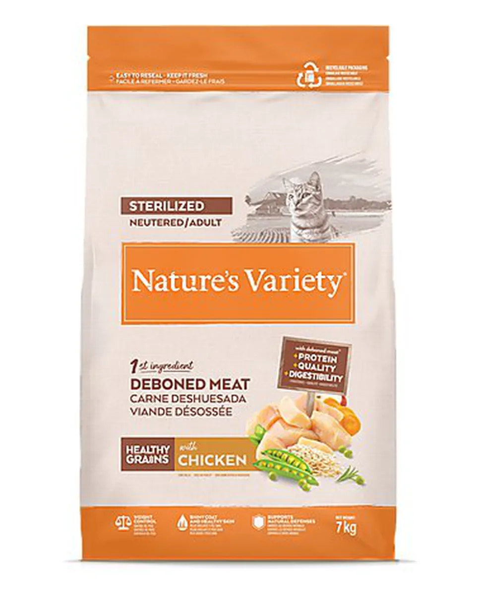 Nature's Variety - Croquettes Healthy Grains Sterilized au Poulet pour Chats - 7kg