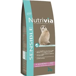 Nutrivia - Croquettes à l'Agneau et Riz pour Chat Sensible