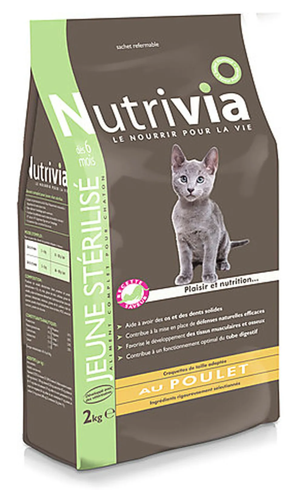 Nutrivia - Croquettes au Poulet pour Chaton Stérilisé - 2Kg