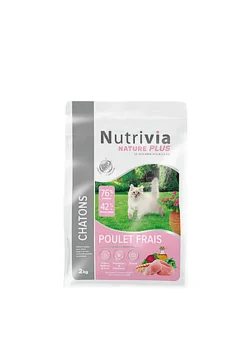 Nutrivia Nature Plus - Croquettes Naturelles au Poulet pour Chatons - 2kg