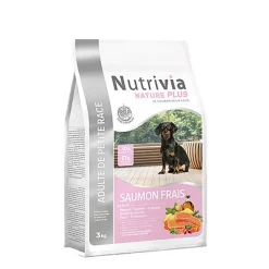Nutrivia Nature Plus - Croquettes Naturelles au Saumon Frais pour Chien de Petite Race - 3Kg