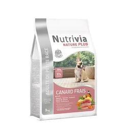 Nutrivia Nature Plus - Croquettes Naturelles au Canard Frais pour Chien de Petite Race - 3Kg