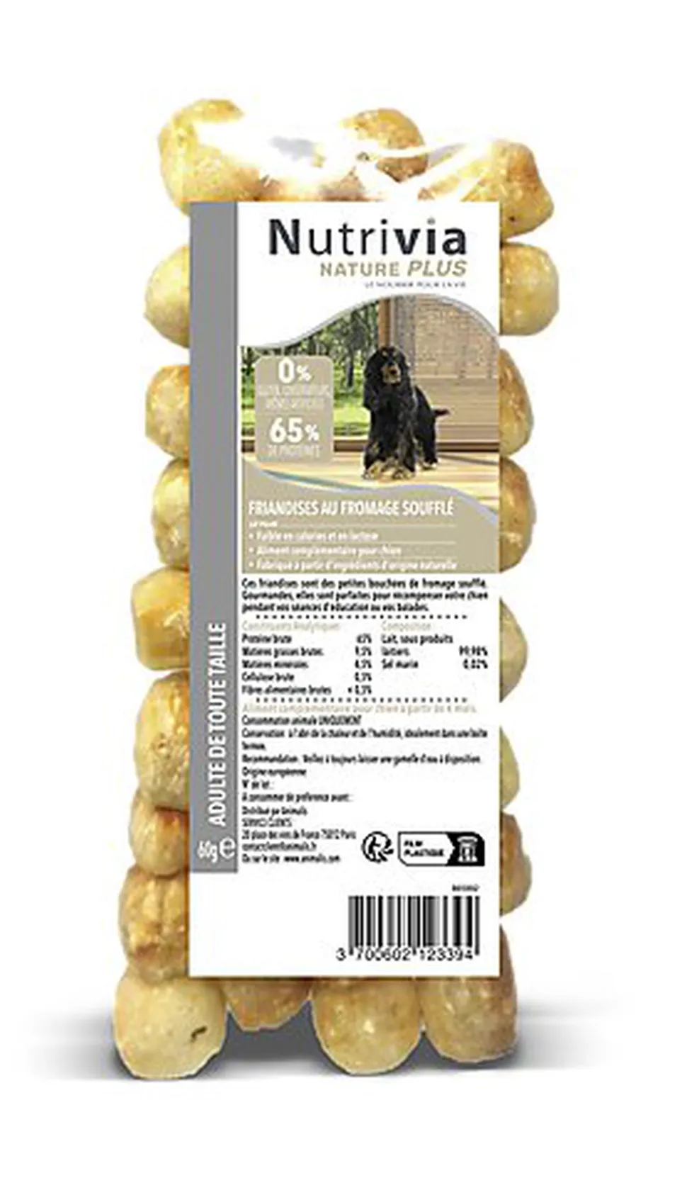 Nutrivia Nature Plus - Friandises au Fromage Soufflé pour Chien - 60g