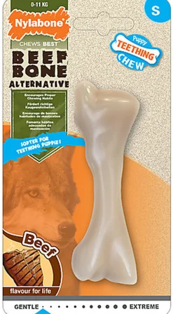 Nylabone - Jouet Os à Mâcher Puppy Teething au Bœuf pour Chiots - S