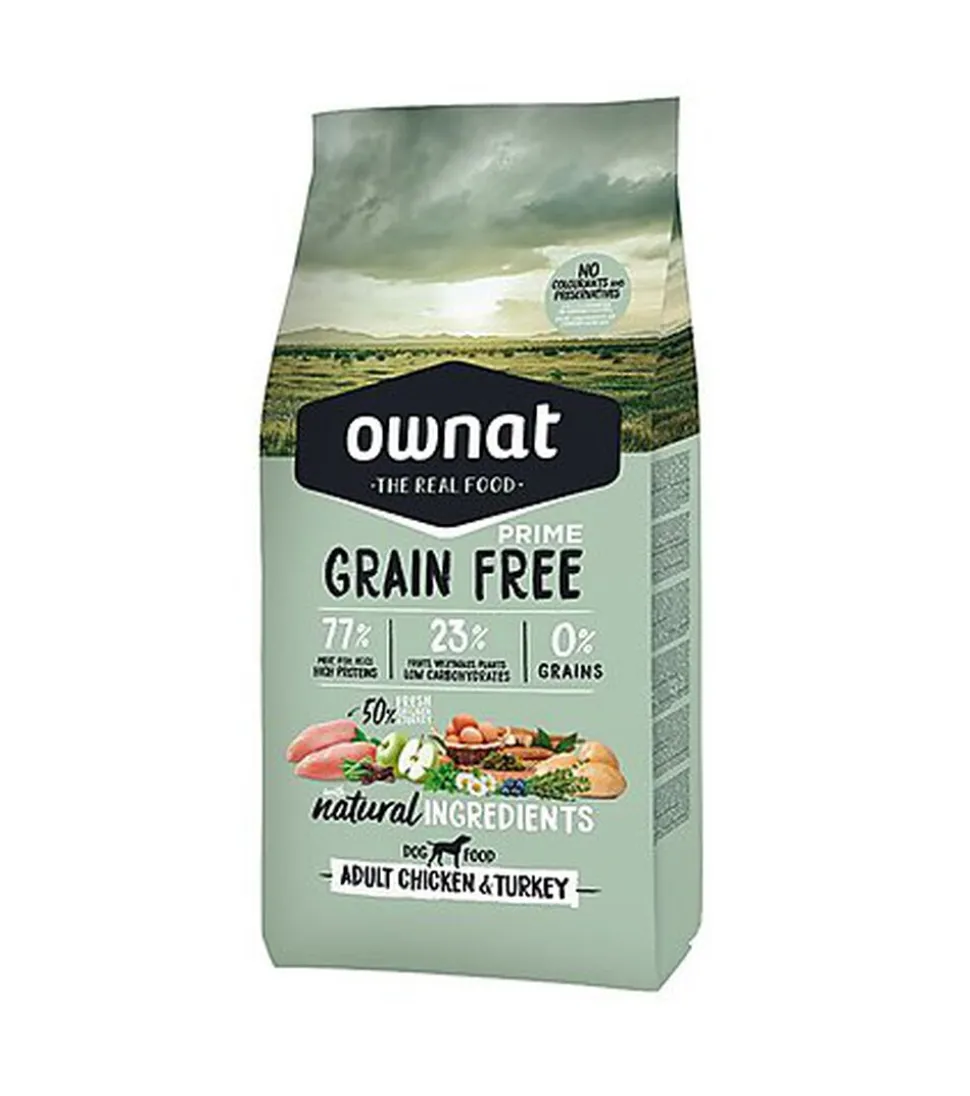 Ownat - Croquettes PRIME Grain Free Poulet et Dinde pour Chiens